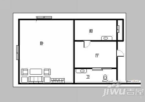 保健新区1室1厅1卫户型图