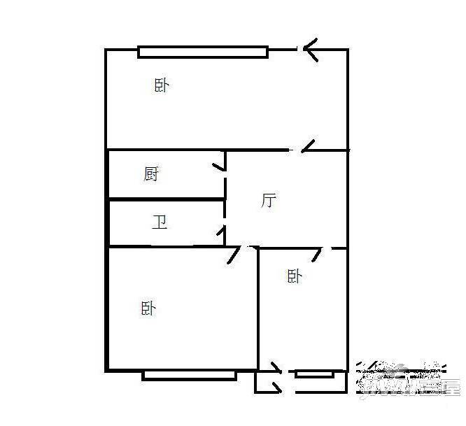 白毛小区二期2室1厅1卫户型图