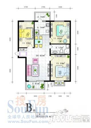 万达杰座1室0厅1卫25.9㎡户型图