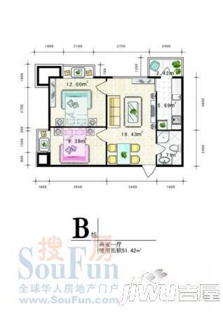 万达杰座1室0厅1卫25.9㎡户型图