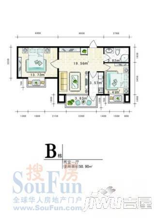 万达杰座1室0厅1卫25.9㎡户型图