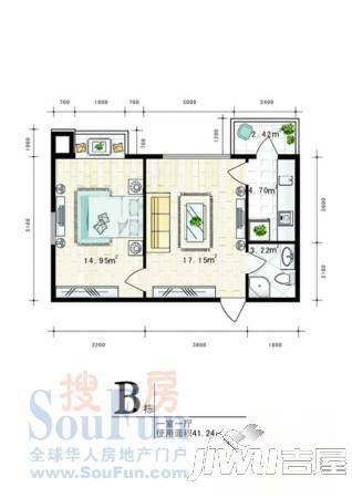 万达杰座1室0厅1卫25.9㎡户型图