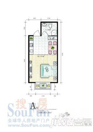 万达杰座1室0厅1卫25.9㎡户型图