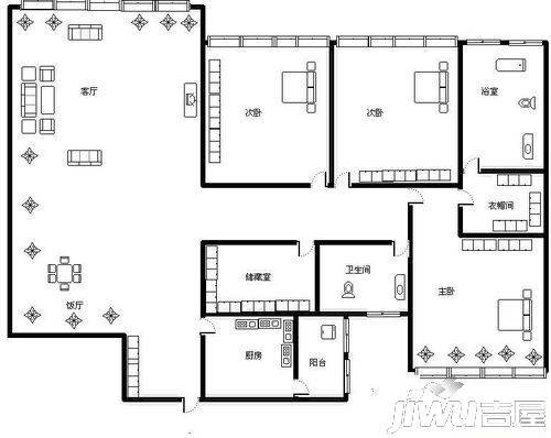 和谐家园3室1厅2卫户型图