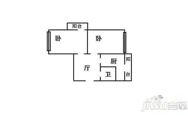 锅炉二新区2室1厅1卫56㎡户型图