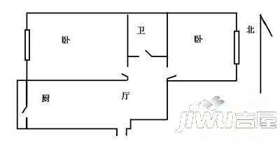 锅炉二新区2室1厅1卫56㎡户型图