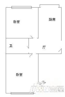 锅炉二新区2室1厅1卫56㎡户型图