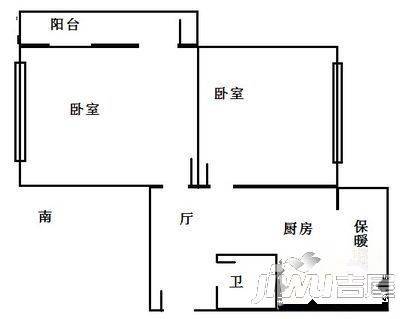 锅炉二新区2室1厅1卫56㎡户型图