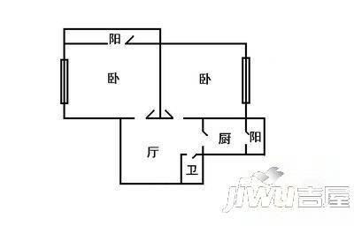 锅炉二新区2室1厅1卫56㎡户型图