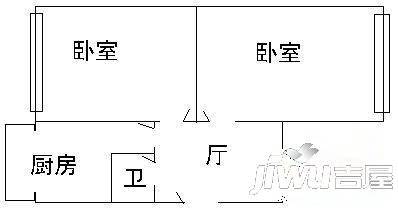 锅炉二新区2室1厅1卫56㎡户型图