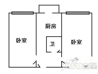 锅炉二新区2室1厅1卫56㎡户型图