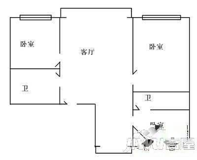 三辅小区1室1厅1卫36㎡户型图