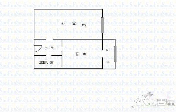 三辅小区1室1厅1卫36㎡户型图