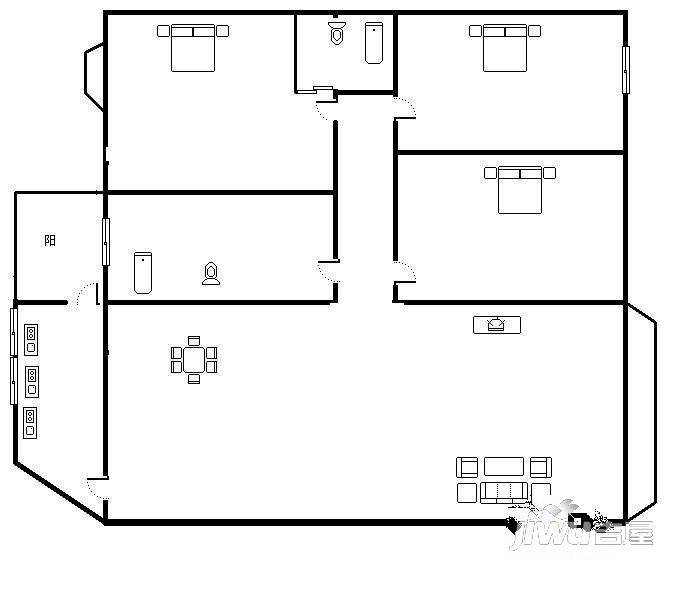 健康家园(南岗)2室1厅1卫户型图