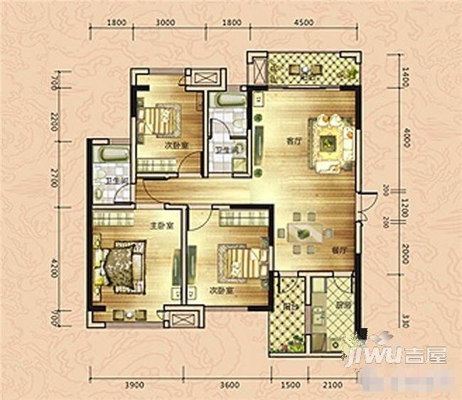 健康家园(南岗)2室1厅1卫户型图