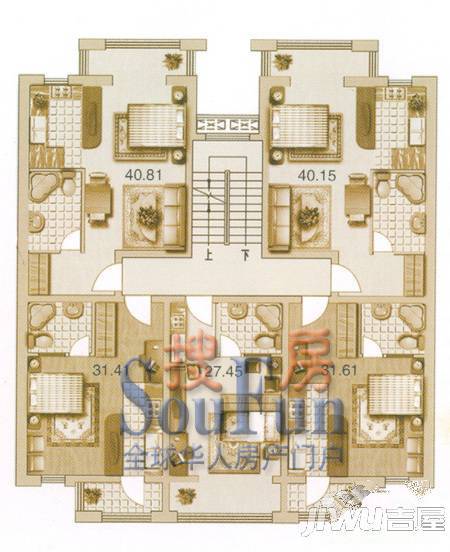 柏林四季4室2厅1卫户型图