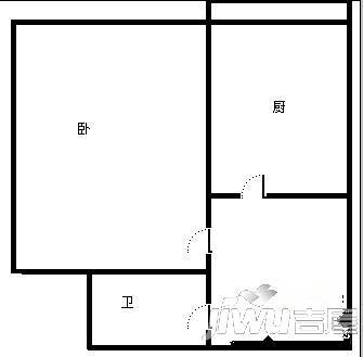 红旗新区1室1厅1卫42㎡户型图