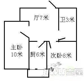 红旗新区1室1厅1卫42㎡户型图