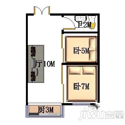 红旗新区1室1厅1卫42㎡户型图