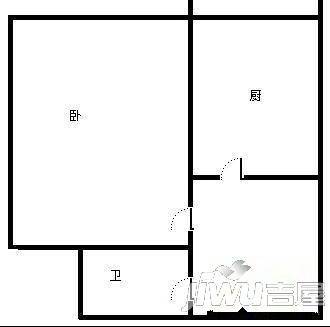 红旗新区1室1厅1卫42㎡户型图