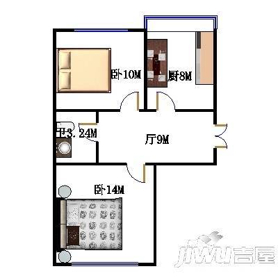 红旗新区1室1厅1卫42㎡户型图