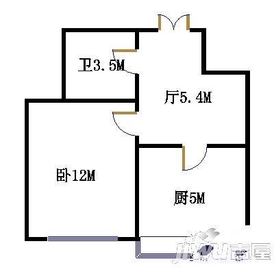 红旗新区1室1厅1卫42㎡户型图