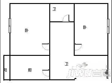 红旗新区1室1厅1卫42㎡户型图