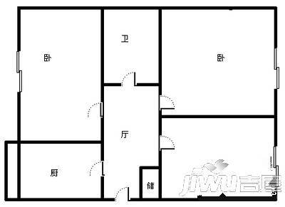 红旗新区1室1厅1卫42㎡户型图