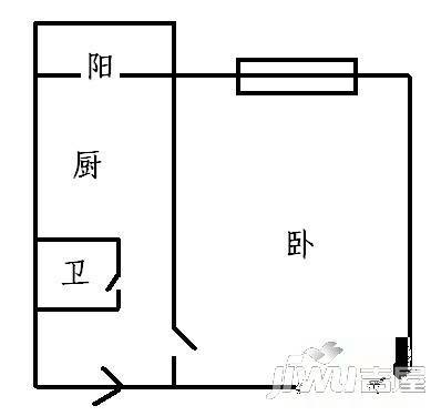 红旗新区1室1厅1卫42㎡户型图