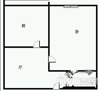 红旗新区1室1厅1卫42㎡户型图