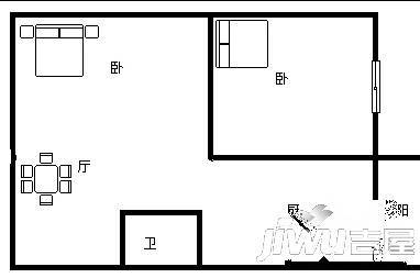 红旗新区1室1厅1卫42㎡户型图