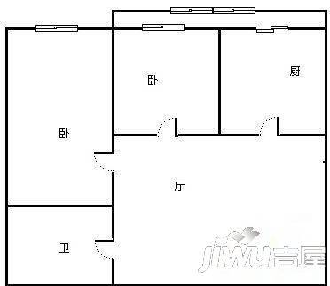 红旗新区1室1厅1卫42㎡户型图