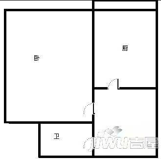 红旗新区1室1厅1卫42㎡户型图