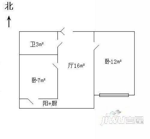 祥瑞观邸2室1厅1卫户型图