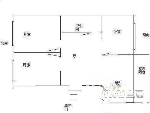 公滨城市花园2室1厅1卫户型图