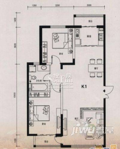 香木小区2室2厅1卫户型图