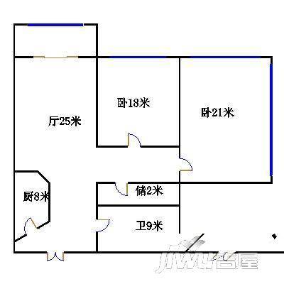 龙坤花园3室2厅1卫户型图