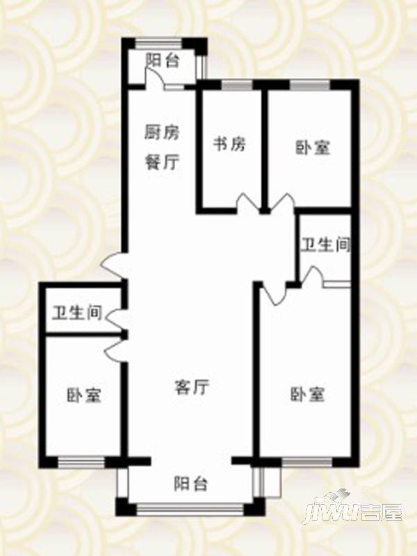 好民居康泰嘉园4室2厅2卫126.6㎡户型图