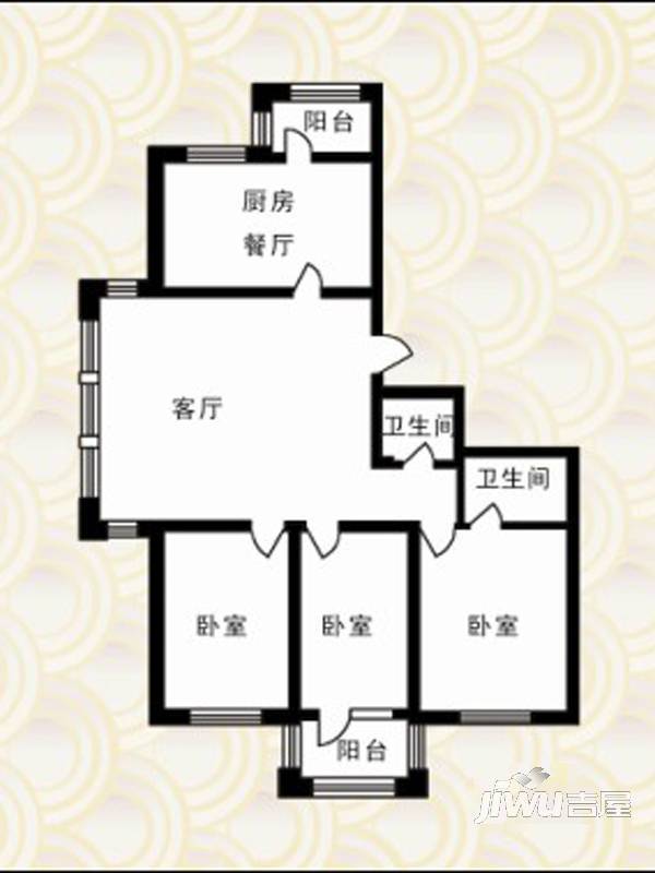 好民居康泰嘉园3室2厅2卫103.7㎡户型图