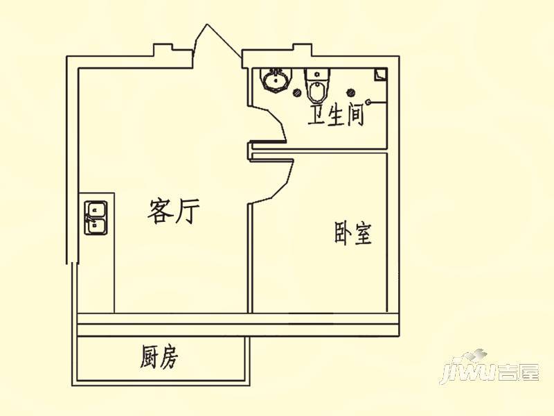 美满家园1室1厅1卫47㎡户型图