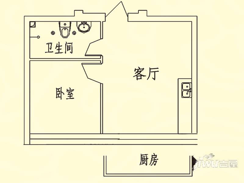 美满家园1室1厅1卫47㎡户型图