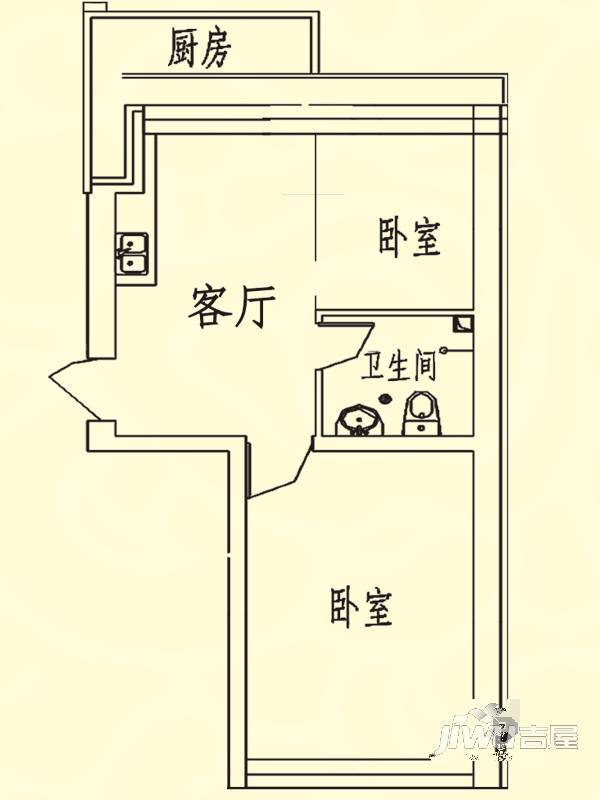 美满家园1室1厅1卫47㎡户型图