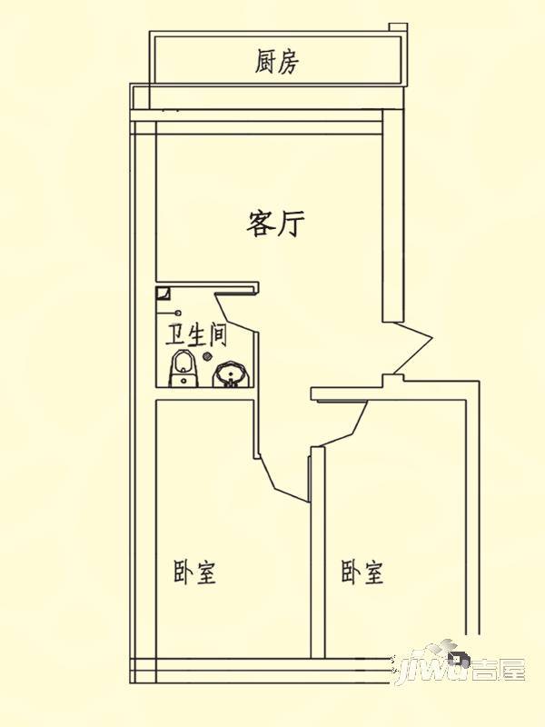 美满家园1室1厅1卫47㎡户型图