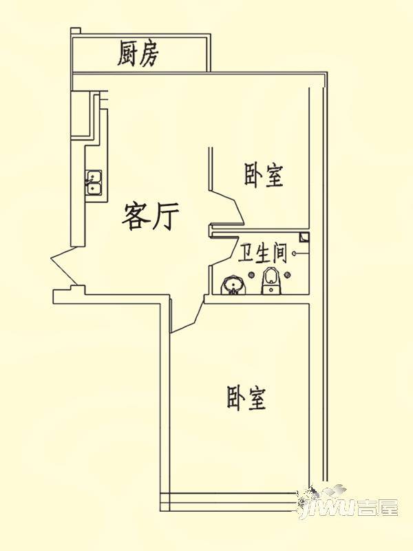 美满家园1室1厅1卫47㎡户型图