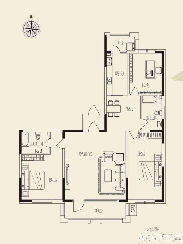 好民居康泰嘉园3室2厅1卫181.1㎡户型图