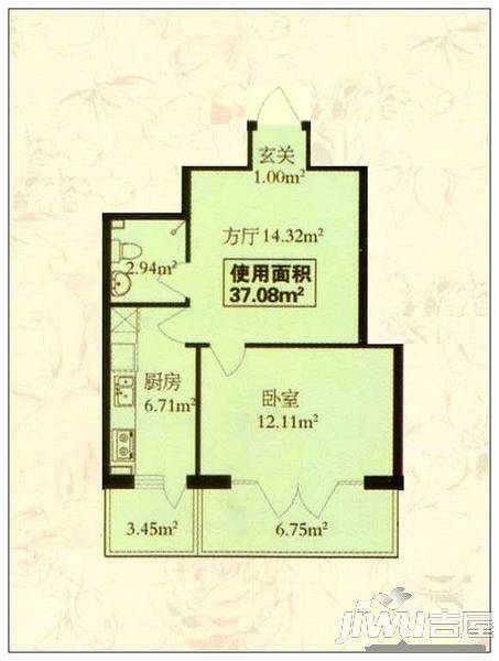 北岸众和城1室1厅1卫户型图