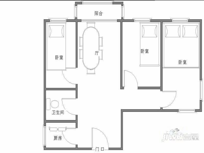 中盛小区1室1厅1卫户型图