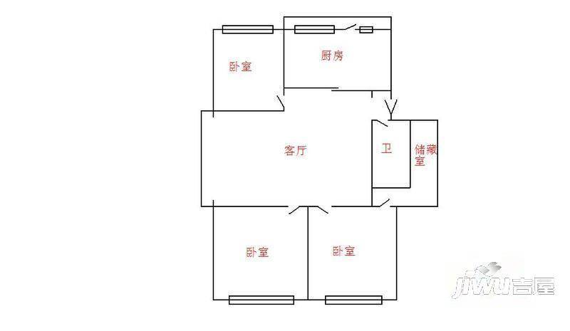 福成家园二期3室1厅1卫户型图