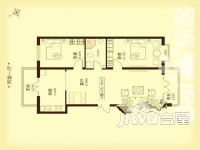 春江家园二期2室1厅1卫户型图