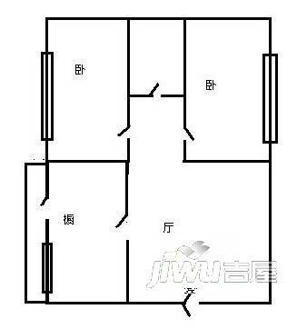 黑大芳洲园2室2厅1卫户型图